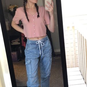 Pink crop top shirt!